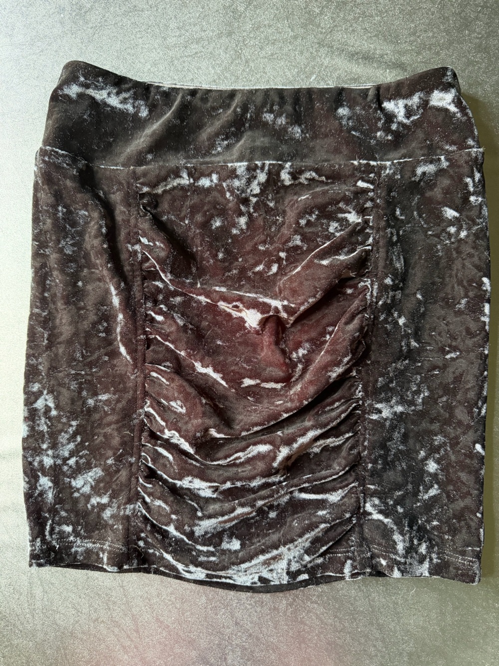 Candies Ruched Crushed Velvet Black Mini Skirt